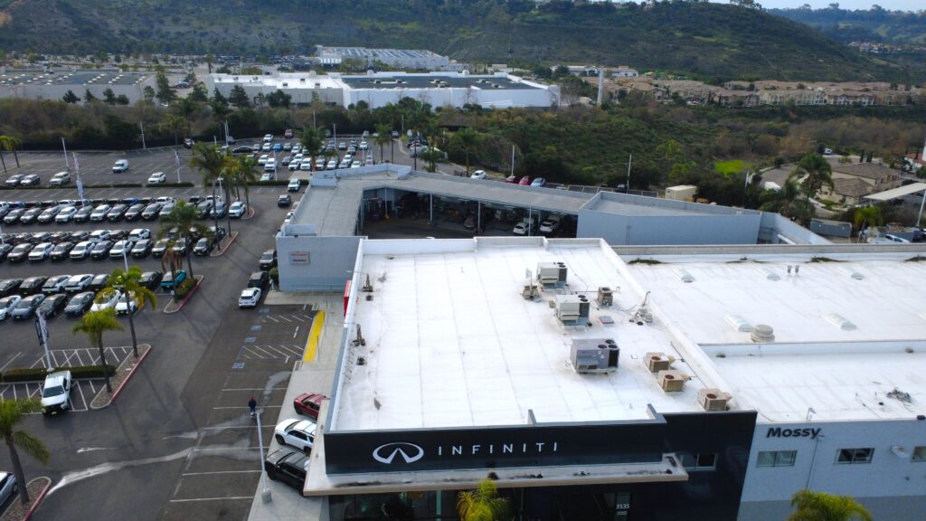 Infiniti showroom rooftop with parking