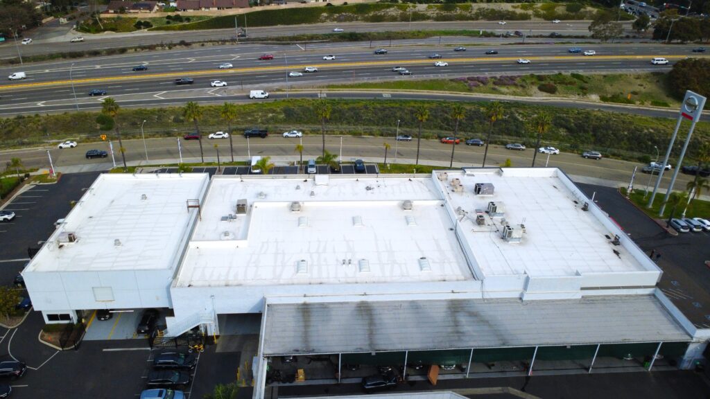 Rooftop and service bays at dealership