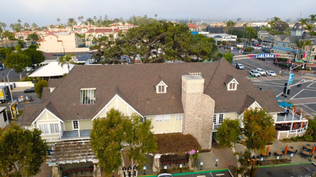 Aerial view of Carlsbad building and intersection