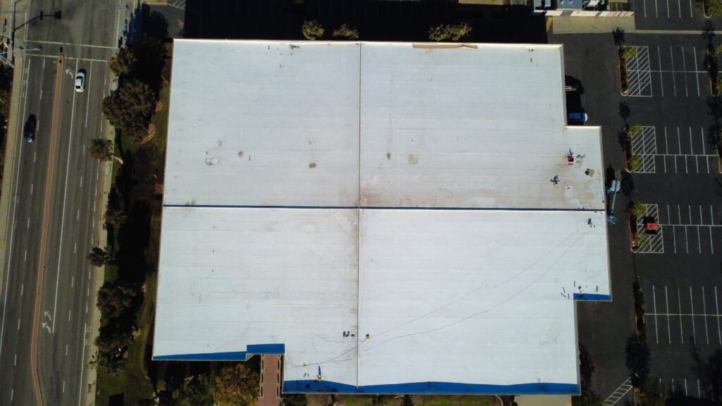 Top-down drone shot of flat roof