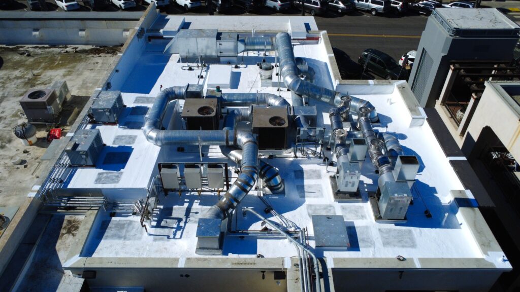 Rooftop HVAC ductwork and ventilation units